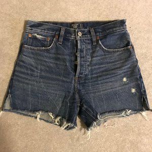 Distressed jean shorts
